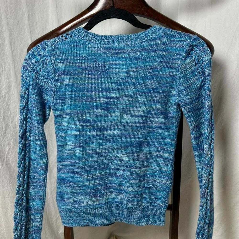 Justice Girls Metallic Knit Sweater Girls Youth Size‎ 10 Blue Long Sleeve